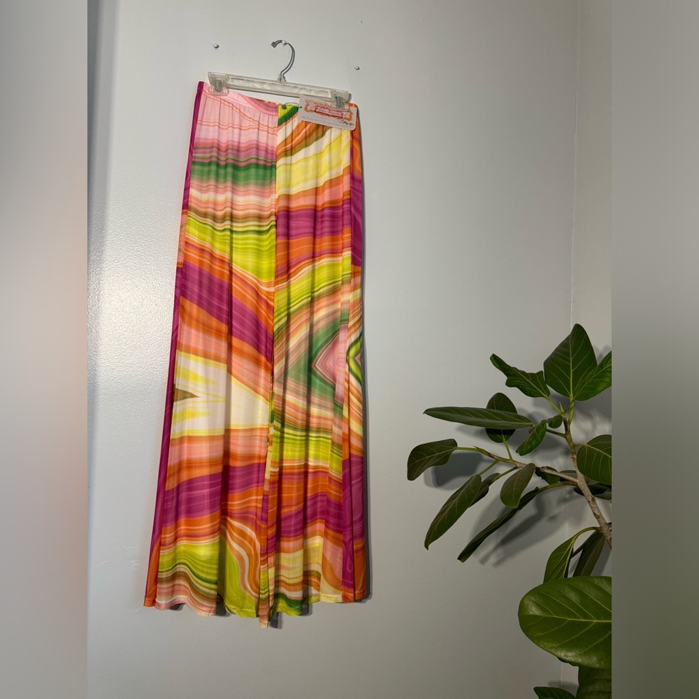 Vibrant Multicolor Women's Wide-leg Flowy Pants